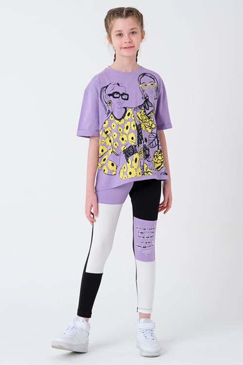 Kız Çocuk Bloklu Taytlı Takım 7-14 Yaş 13886