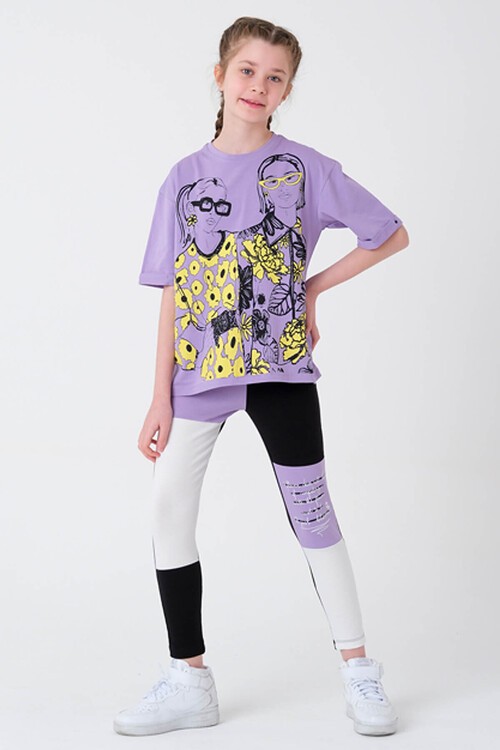 Kız Çocuk Bloklu Taytlı Takım 7-14 Yaş 13886