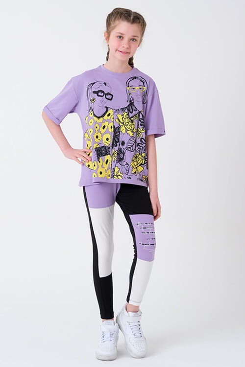 Kız Çocuk Bloklu Taytlı Takım 7-14 Yaş 13886