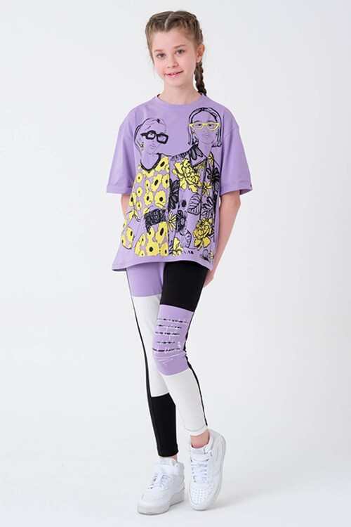 Kız Çocuk Bloklu Taytlı Takım 7-14 Yaş 13886