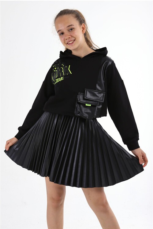 Kız Çocuk Cepli Kapşonlu Sweatshirt 10-15 Yaş 13991