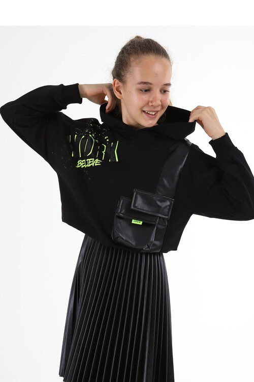 Kız Çocuk Cepli Kapşonlu Sweatshirt 10-15 Yaş 13991