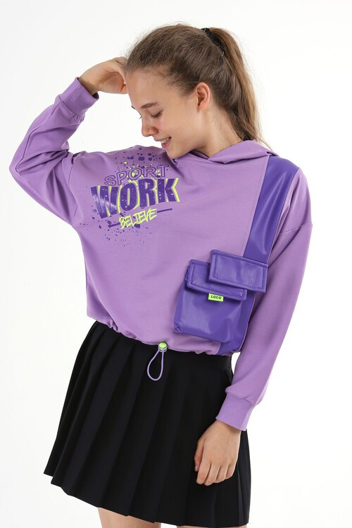 Kız Çocuk Cepli Kapşonlu Sweatshirt 10-15 Yaş 13991