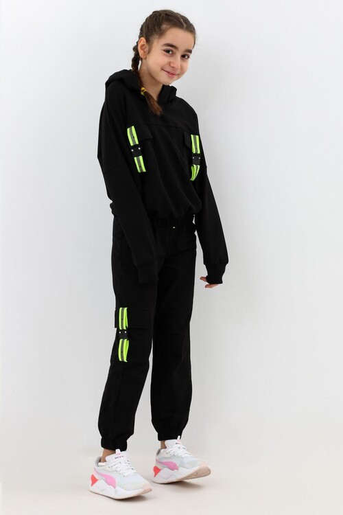 Kız Çocuk Cepli Kapşonlu Eşofman Takım 9-14 Yaş 14000