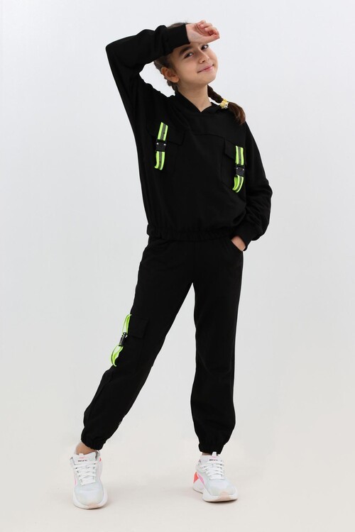 Kız Çocuk Cepli Kapşonlu Eşofman Takım 9-14 Yaş 14000