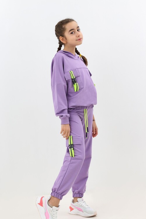 Kız Çocuk Cepli Kapşonlu Eşofman Takım 9-14 Yaş 14000