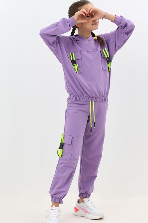 Kız Çocuk Cepli Kapşonlu Eşofman Takım 9-14 Yaş 14000