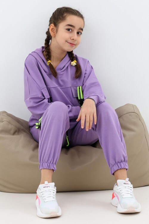 Kız Çocuk Cepli Kapşonlu Eşofman Takım 9-14 Yaş 14000