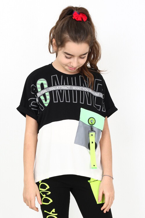 Kız Çocuk Cepli Tshirt 10-15 Yaş 14051