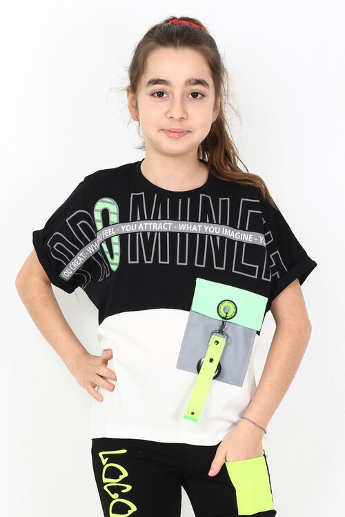 Kız Çocuk Cepli Tshirt 10-15 Yaş 14051