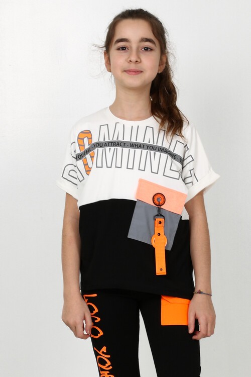 Kız Çocuk Cepli Tshirt 10-15 Yaş 14051