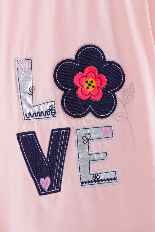 Kız Çocuk Çiçek Nakışlı Kaprili Takım 2-9 Yaş 13938