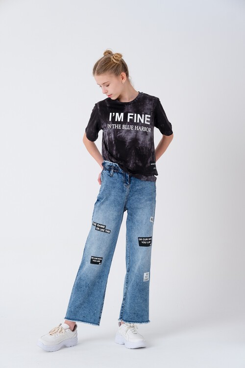 Kız Çocuk Denim Jean Pantolon 7-13 Yaş 13873