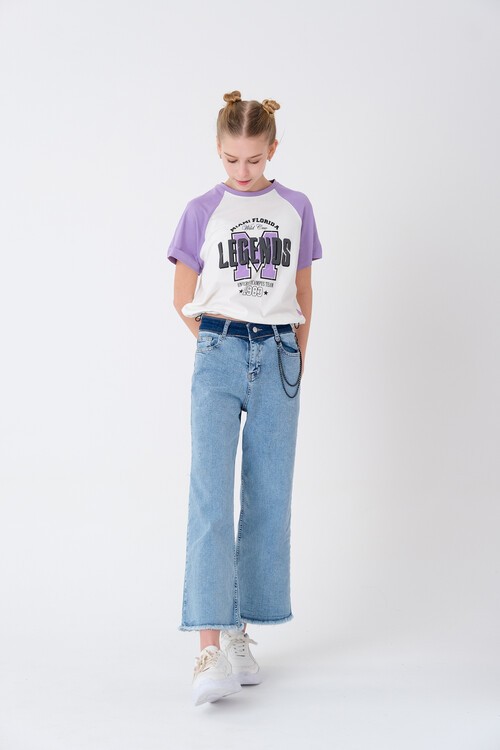 Kız Çocuk Denim Jean Pantolon 8-13 Yaş 13968