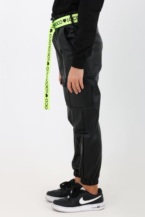 Kız Çocuk Deri Jogger İçi Kürklü Pantolon 9-14 Yaş 13913