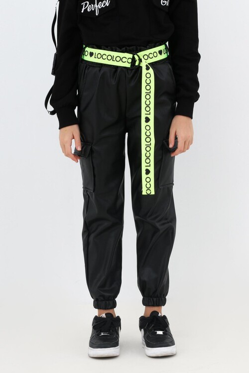 Kız Çocuk Deri Jogger İçi Kürklü Pantolon 9-14 Yaş 13913