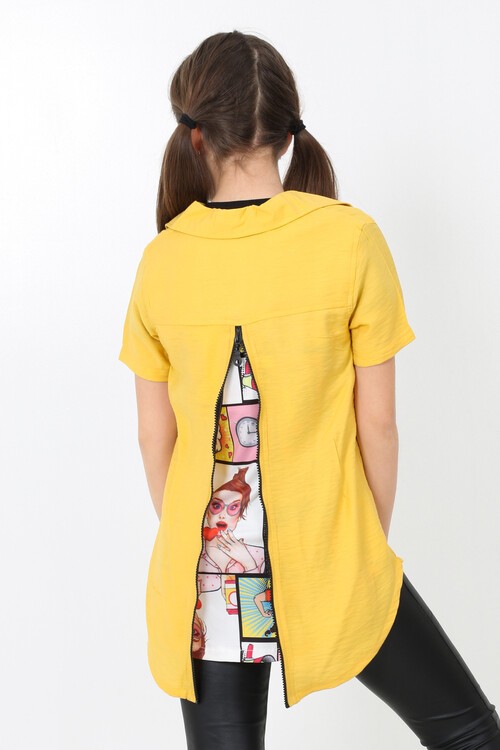 Kız Çocuk Digital Baskılı Gömlek 8-14 Yaş 13930