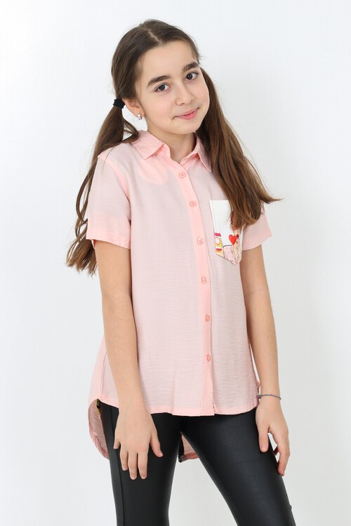 Kız Çocuk Digital Baskılı Gömlek 8-14 Yaş 13930