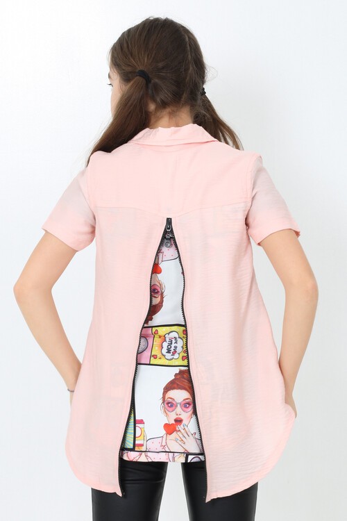 Kız Çocuk Digital Baskılı Gömlek 8-14 Yaş 13930