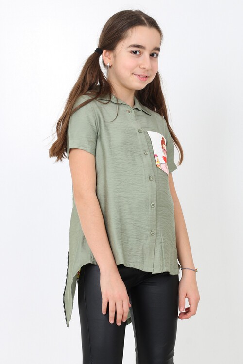 Kız Çocuk Digital Baskılı Gömlek 8-14 Yaş 13930