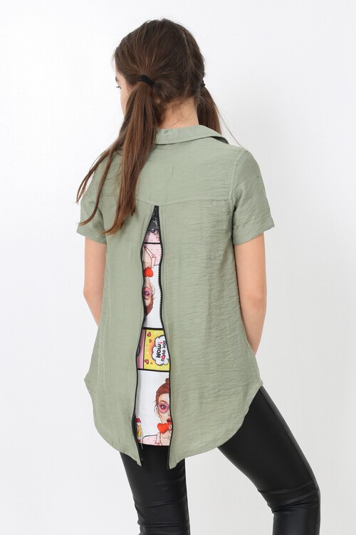 Kız Çocuk Digital Baskılı Gömlek 8-14 Yaş 13930