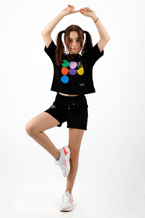 Kız Çocuk Dünya Baskılı Şortlu Takım 10-15 Yaş 13941