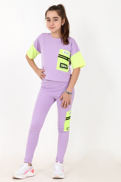 Kız Çocuk Fashion Baskılı Taytlı Takım 10-13 Yaş 13867