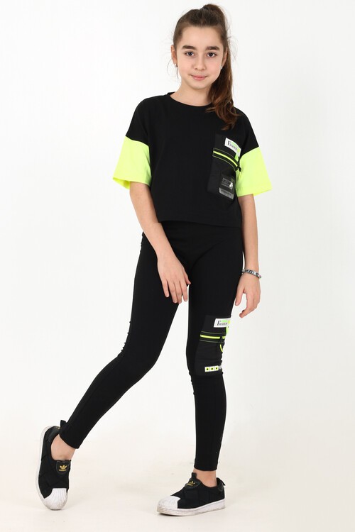 Kız Çocuk Fashion Baskılı Taytlı Takım 10-13 Yaş 13867