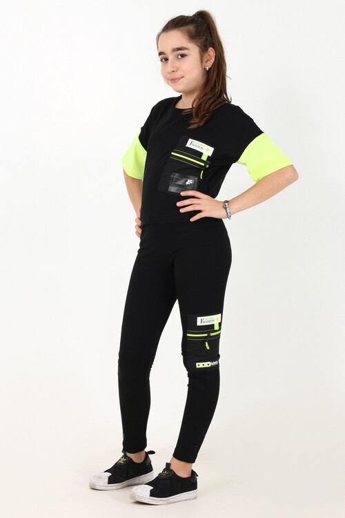 Kız Çocuk Fashion Baskılı Taytlı Takım 10-13 Yaş 13867