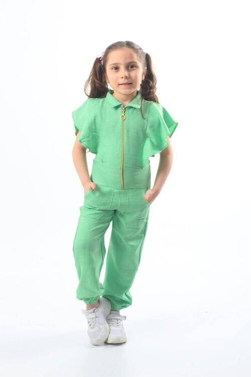 Kız Çocuk Fermuarlı Tulum 4-12 Yaş 13833