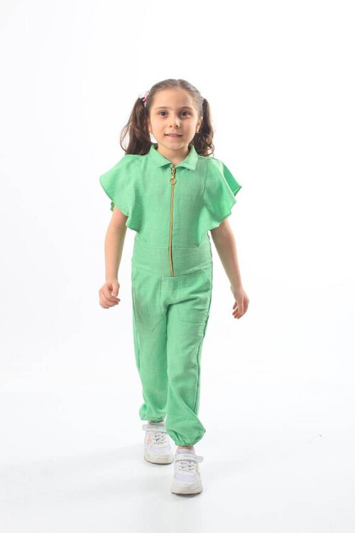 Kız Çocuk Fermuarlı Tulum 4-12 Yaş 13833