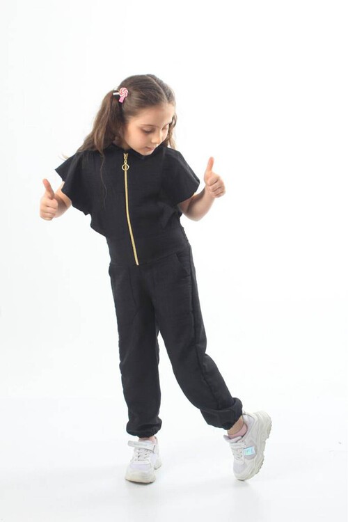 Kız Çocuk Fermuarlı Tulum 4-12 Yaş 13833