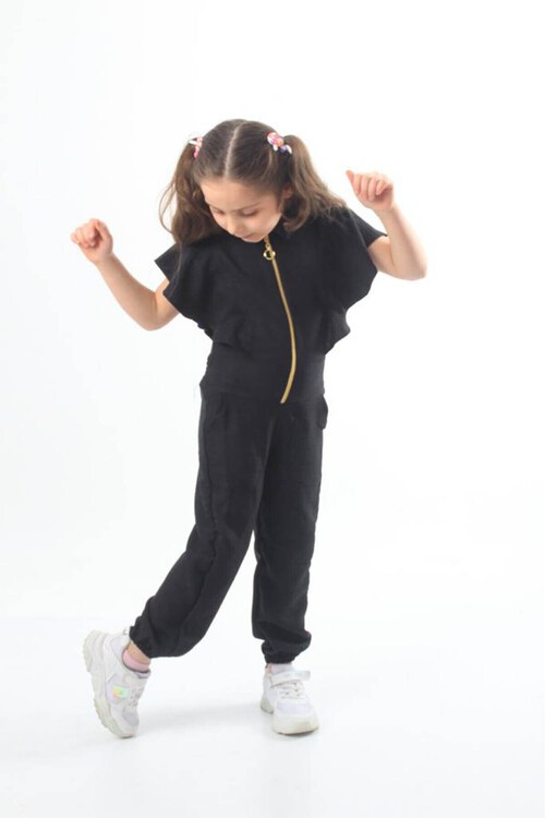 Kız Çocuk Fermuarlı Tulum 4-12 Yaş 13833