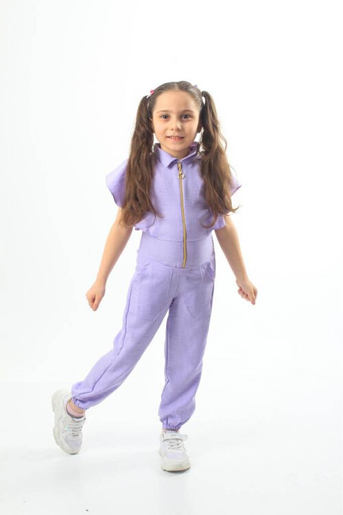 Kız Çocuk Fermuarlı Tulum 4-12 Yaş 13833