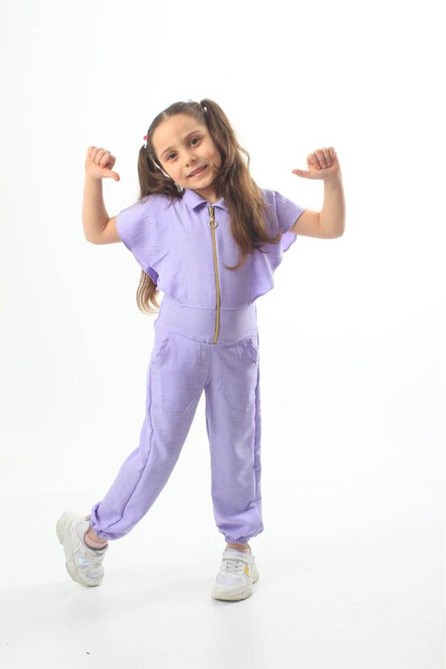 Kız Çocuk Fermuarlı Tulum 4-12 Yaş 13833