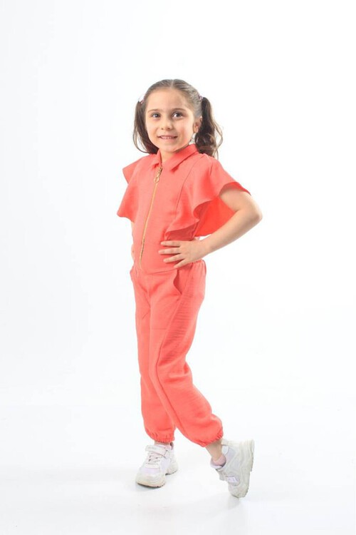 Kız Çocuk Fermuarlı Tulum 4-12 Yaş 13833