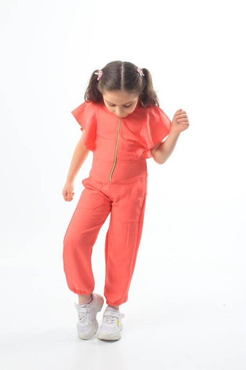 Kız Çocuk Fermuarlı Tulum 4-12 Yaş 13833