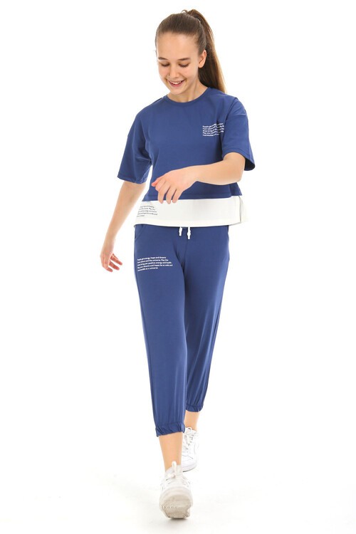 Kız Çocuk Garnili Baskılı Takım 10-15 Yaş 13858