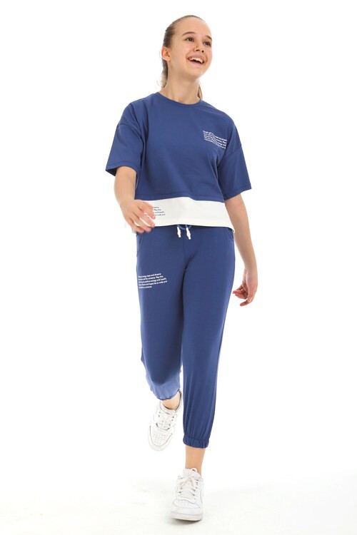 Kız Çocuk Garnili Baskılı Takım 10-15 Yaş 13858