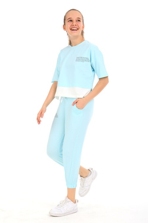 Kız Çocuk Garnili Baskılı Takım 10-15 Yaş 13858