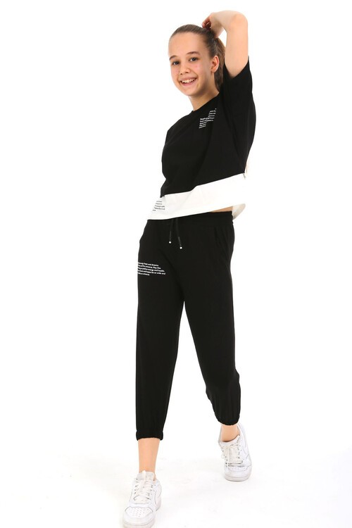 Kız Çocuk Garnili Baskılı Takım 10-15 Yaş 13858