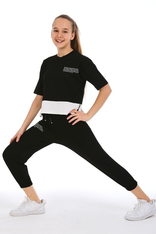 Kız Çocuk Garnili Baskılı Takım 10-15 Yaş 13858