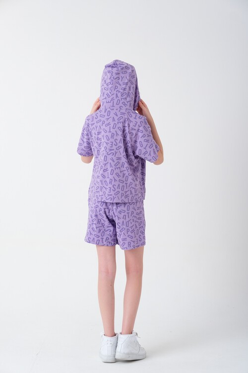 Kız Çocuk Harf Baskılı Kapüşonlu Takım 7-14 Yaş 13846