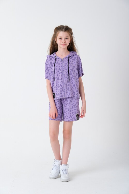 Kız Çocuk Harf Baskılı Kapüşonlu Takım 7-14 Yaş 13846