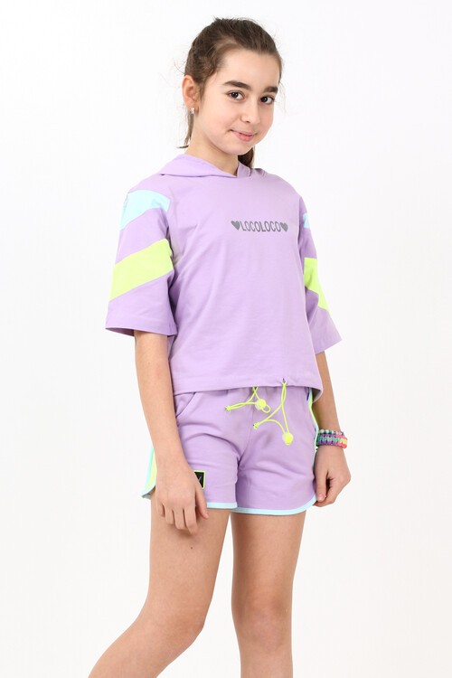 Kız Çocuk İki Kalpli Şortlu Takım 10-15 Yaş 13857