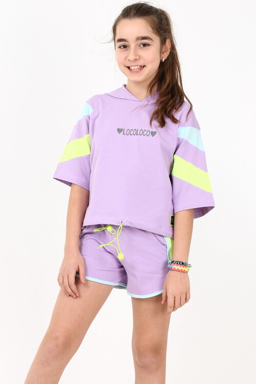 Kız Çocuk İki Kalpli Şortlu Takım 10-15 Yaş 13857