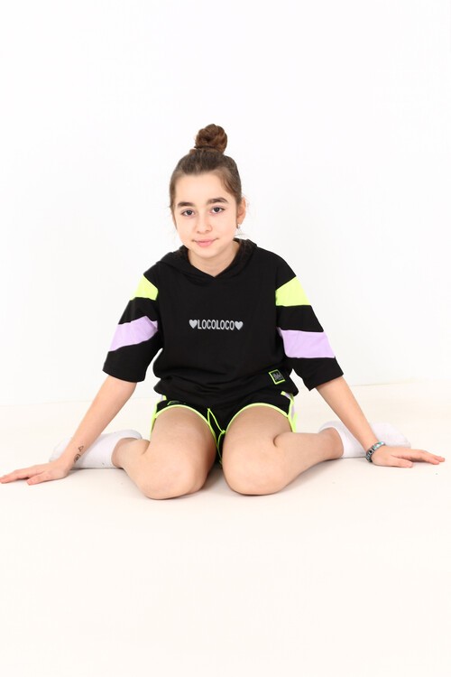 Kız Çocuk İki Kalpli Şortlu Takım 10-15 Yaş 13857