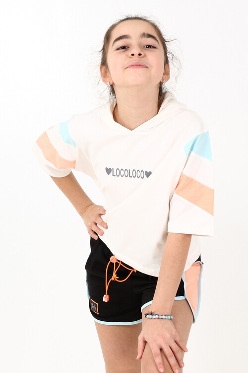 Kız Çocuk İki Kalpli Şortlu Takım 10-15 Yaş 13857