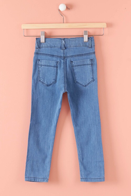 Kız Çocuk Kalp Nakışlı Jean Pantolon 2-12 Yaş 13882