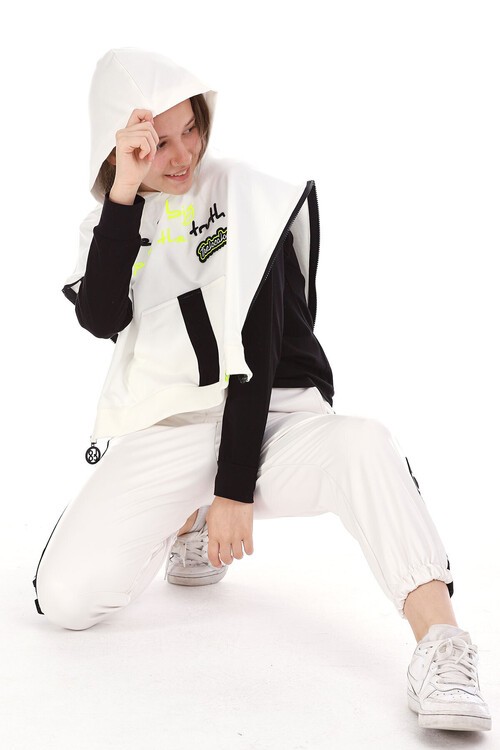 Kız Çocuk Kapşonlu Bodyli Sweatshirt 10-15 14153